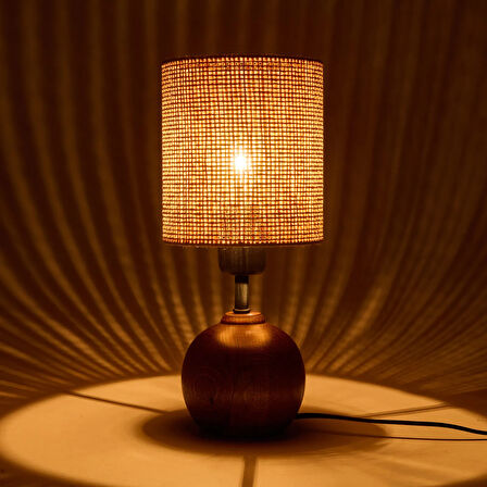 Lighting Simena Ahşap Abajur - Kahverengi / Ceviz - 36x15x15 cm