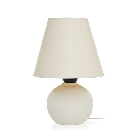 Luce 12'lik Top Abajur Küçük Seramik - Beyaz / Krem