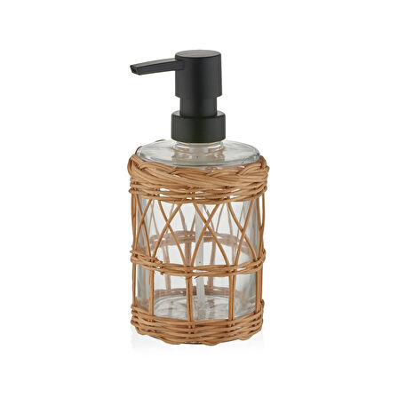 Mia Rattan Örgülü Sıvı Sabunluk - Şeffaf - 330 ml
