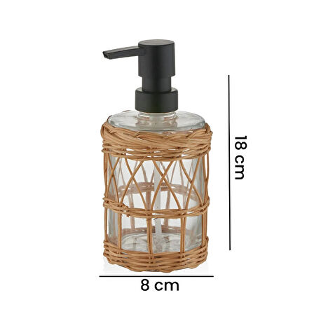 Mia Rattan Örgülü Sıvı Sabunluk - Şeffaf - 330 ml