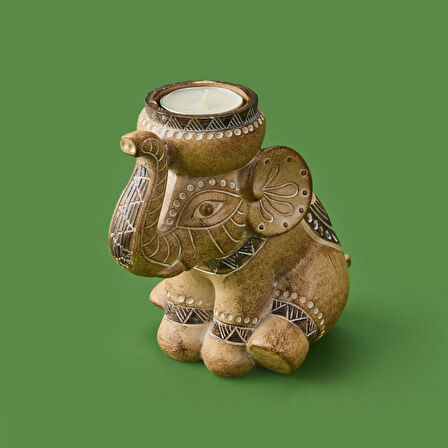 Elephant Mumluk - Bej - 15x14 cm