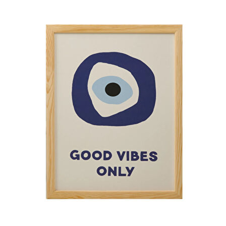 Deco Good Vibes Only Duvar Panosu - Mavi / Beyaz - 30x40 cm