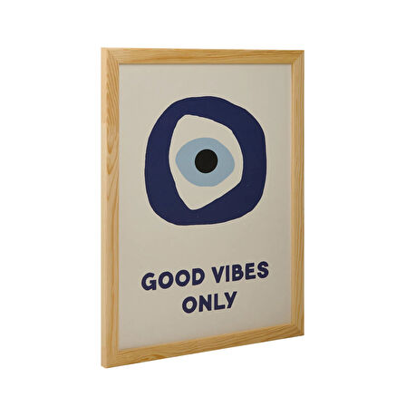 Deco Good Vibes Only Duvar Panosu - Mavi / Beyaz - 30x40 cm