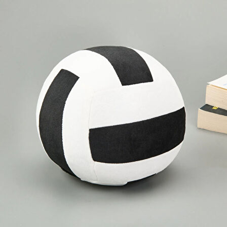 Soft Voleybol Topu Figürlü Yastık - Siyah / Beyaz - 20 cm