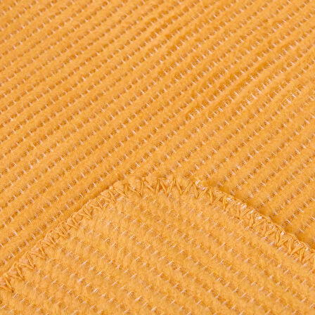 Soft Moza Pamuklu Tv Battaniyesi - Hardal - 130x170 cm