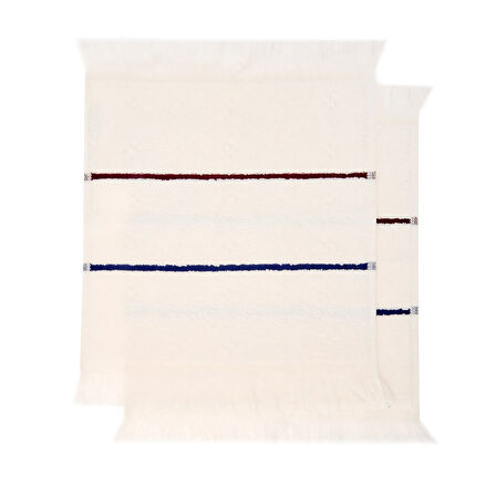 Soft Bordura 2'li Havlu Seti - Ekru - 30x30 cm