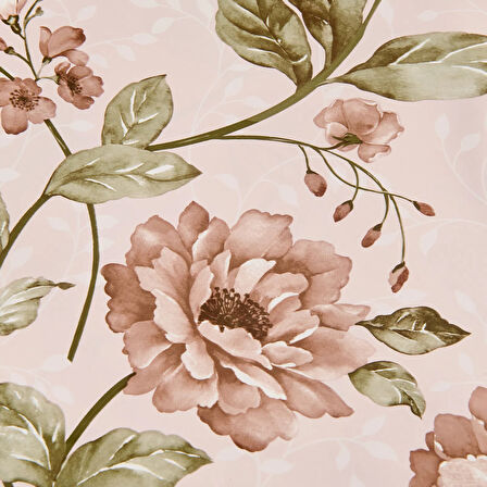 Time Gül Desenli Pvc Masa Örtüsü - Renkli - 140x140 cm