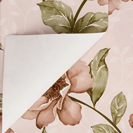 Time Gül Desenli Pvc Masa Örtüsü - Renkli - 140x140 cm