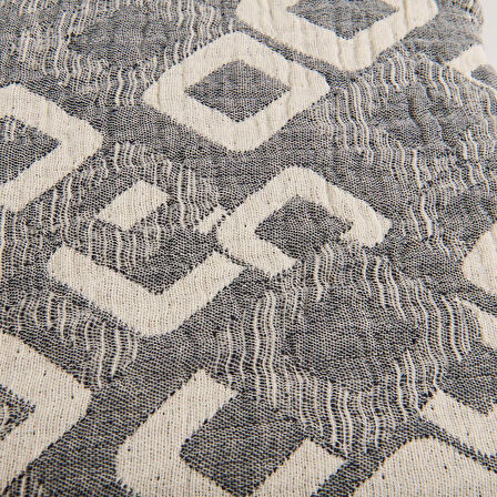 Soft Kuadrum Müslin Çift Kişilik Yatak Örtüsü - Gri - 200x220 cm