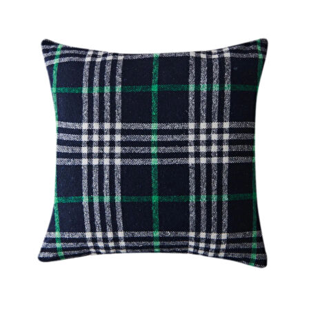 Ekose Desenli Kırlent - Lacivert - 40x40 cm