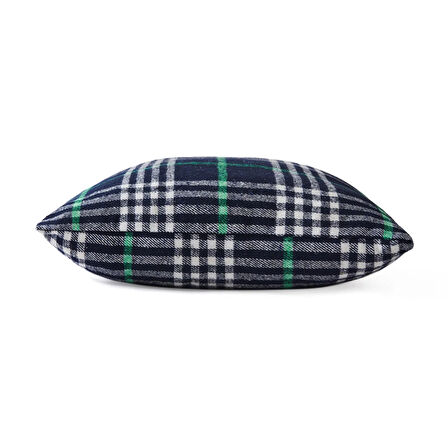 Ekose Desenli Kırlent - Lacivert - 40x40 cm