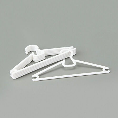 6'lı Çocuk Plastik Elbise Askısı - Beyaz