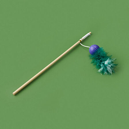 Ahşap Saplı Kedi Oyuncağı - Asorti - 41 cm