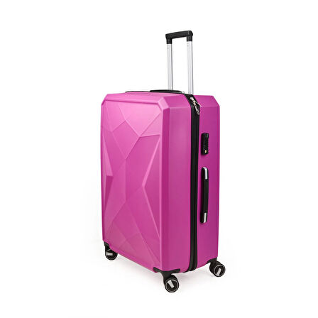 Travel Star Büyük Boy ABS Valiz - Pembe - 76x52x30 cm