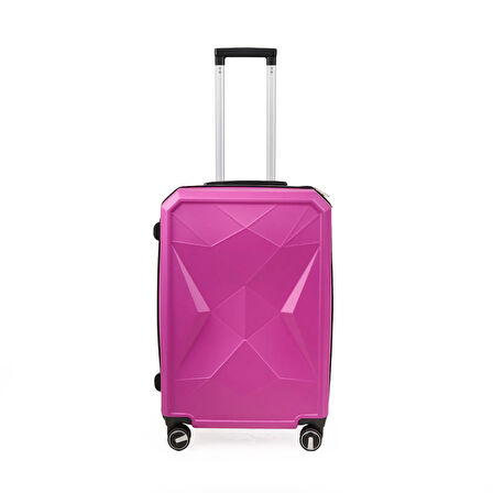 Travel Star Orta Boy ABS Valiz - Pembe - 66x45x26 cm