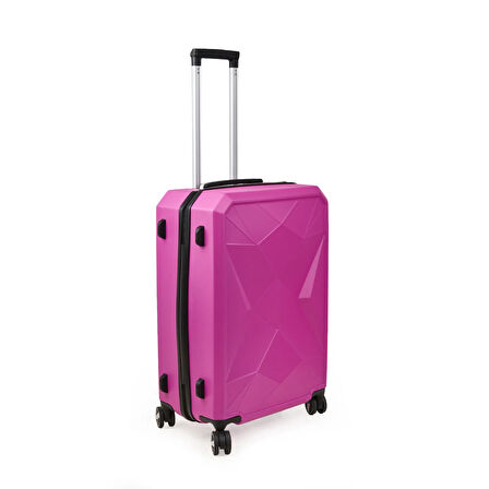 Travel Star Orta Boy ABS Valiz - Pembe - 66x45x26 cm