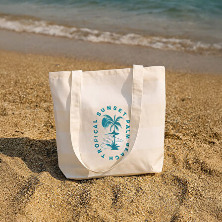 Soft Tropical Çanta - Ekru - 50x45 cm