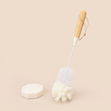 Bambu Saplı Matara Fırçası - Beyaz - 31,5 cm