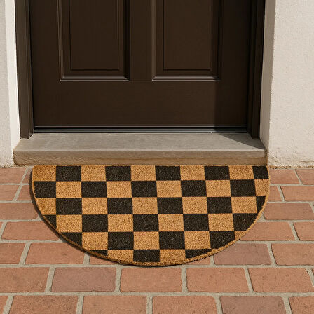 Home Koko Plaid Yarım Ay Kapı Önü Paspası - Renkli - 45x75 cm