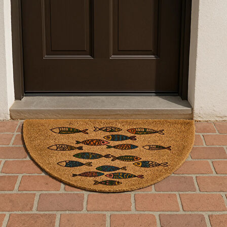 Home Koko Fish Yarım Ay Kapı Önü Paspası - Renkli - 45x75 cm