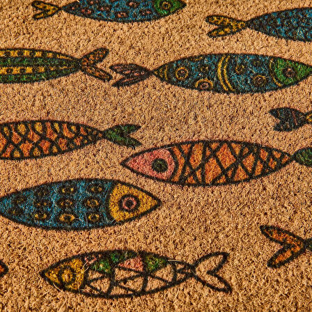 Home Koko Fish Yarım Ay Kapı Önü Paspası - Renkli - 45x75 cm
