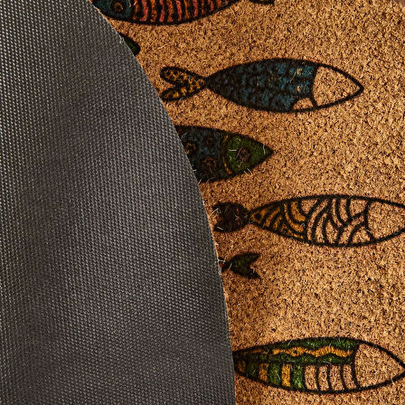 Home Koko Fish Yarım Ay Kapı Önü Paspası - Renkli - 45x75 cm