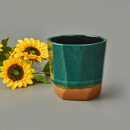 Living Seramik Saksı - Mavi - 13x12 cm
