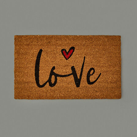 Home Kalpli Love Kapı Önü Paspası - Bej - 35x60 cm