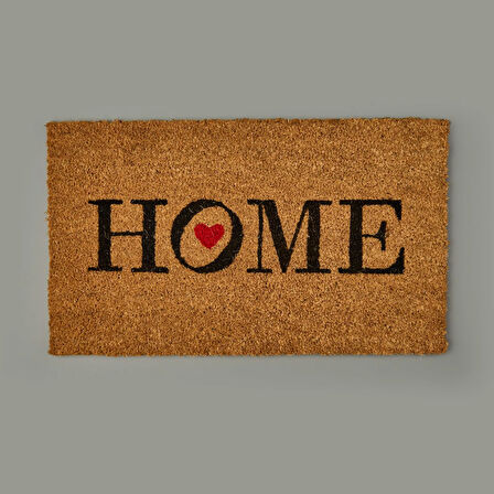 Home Kırmızı Kalp Kapı Önü Paspası - Bej - 35x60 cm