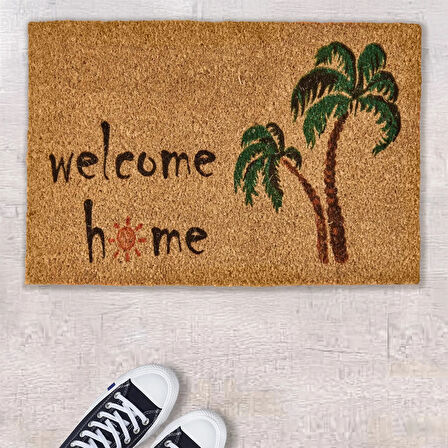 Home Paume Koko Palmiye Desenli Kapı Paspası - Renkli - 40x60 cm