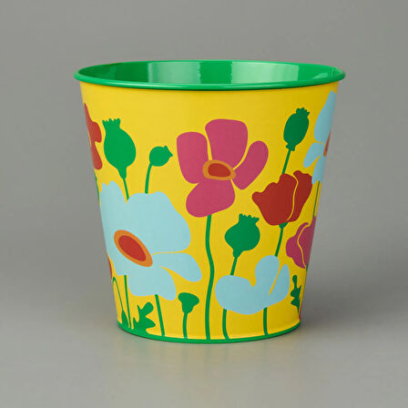 Çiçek Baskılı Saksı - Asorti - 15 cm