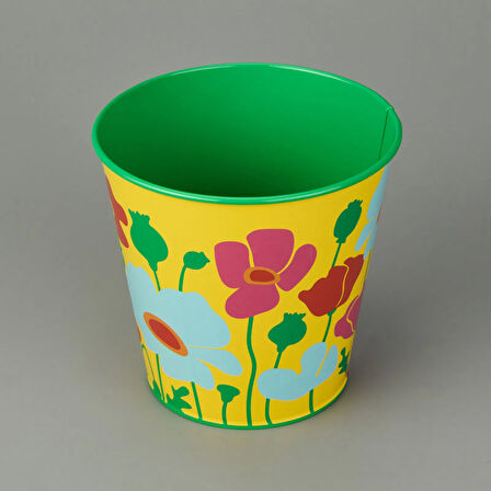 Çiçek Baskılı Saksı - Asorti - 15 cm
