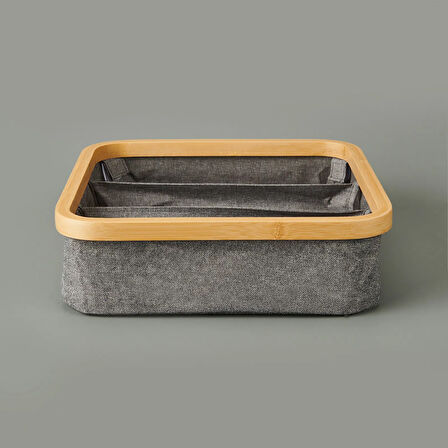 3 Bölmeli Katlanabilir Sepet - Gri - 30x30 cm