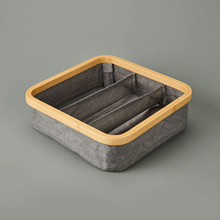 3 Bölmeli Katlanabilir Sepet - Gri - 30x30 cm