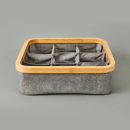 9 Bölmeli Katlanabilir Sepet - Gri - 30x30 cm