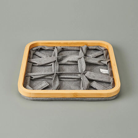 9 Bölmeli Katlanabilir Sepet - Gri - 30x30 cm