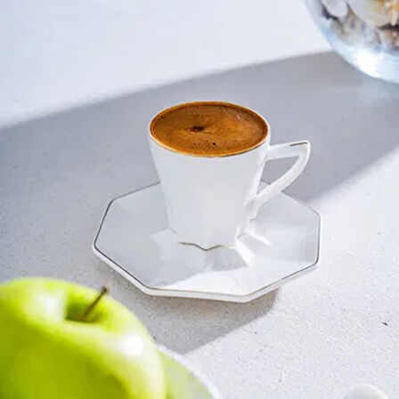 Lilla 6'lı Kahve Fincan Takımı - Krem - 90 ml