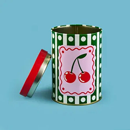 Cherry Yuvarlak Tekli Metal Kutu - Renkli - 900 ml