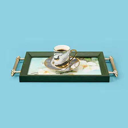 Kitchen Mini Çiçekli Tepsi - Renkli - 29x18 cm