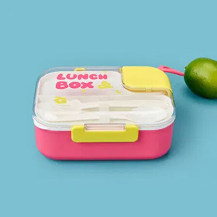 Lunch Box Yemek Kabı - Pembe / Sarı - 1,1 lt