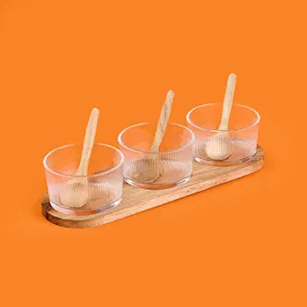 7 Parça Cam Sosluk - Şeffaf / Açık Kahverengi