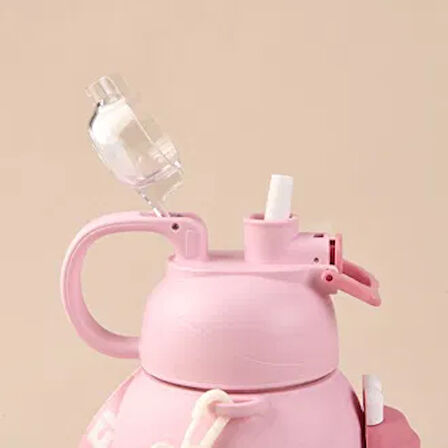 Polikarbon Figürlü Matara - Pembe - 1,1 lt