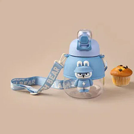 Polikarbon Figürlü Matara - Mavi - 1,1 lt