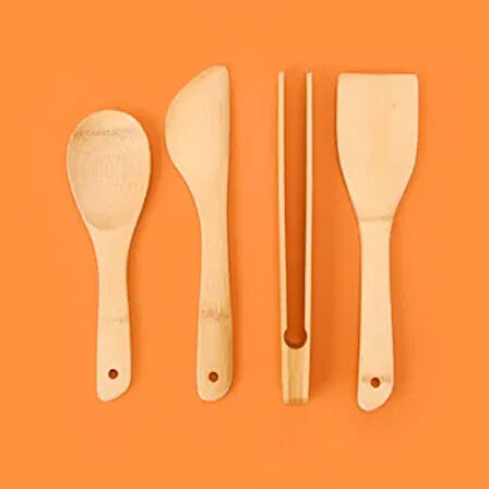 Mioli 4 Parça Bambu Mutfak Seti - Açık Kahverengi