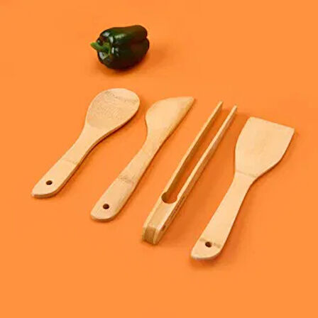 Mioli 4 Parça Bambu Mutfak Seti - Açık Kahverengi