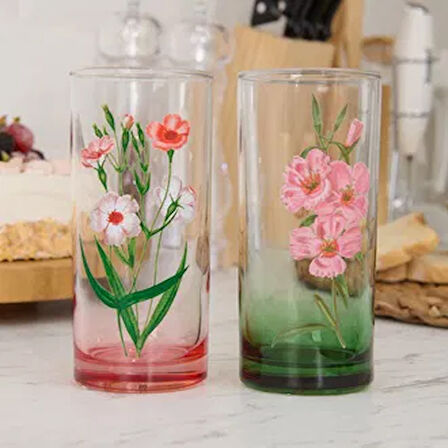 Flowers Garden Tekli Meşrubat Bardağı - Asorti - 290 ml