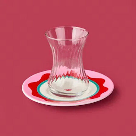 Kitchen Granny Çay Tabağı - Pembe / Kırmızı - 13 cm