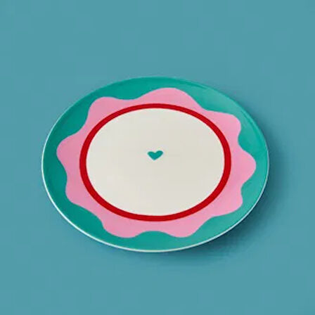 Kitchen Granny Tatlı Tabağı - Yeşil / Pembe - 19 cm