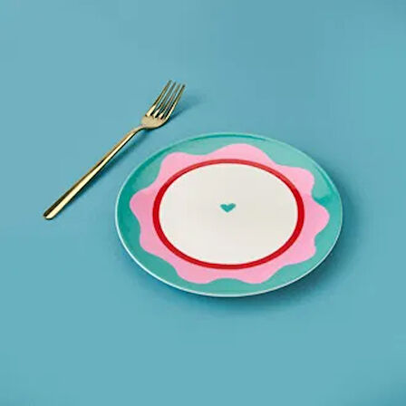 Kitchen Granny Tatlı Tabağı - Yeşil / Pembe - 19 cm