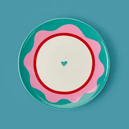 Kitchen Granny Tatlı Tabağı - Yeşil / Pembe - 19 cm